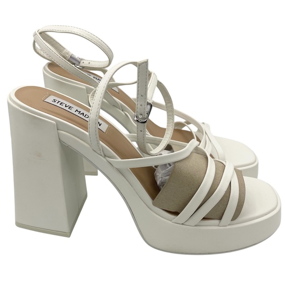 STEVE MADDEN affection strappy platform white sandals women’s Size 11M - Picture 1 of 9